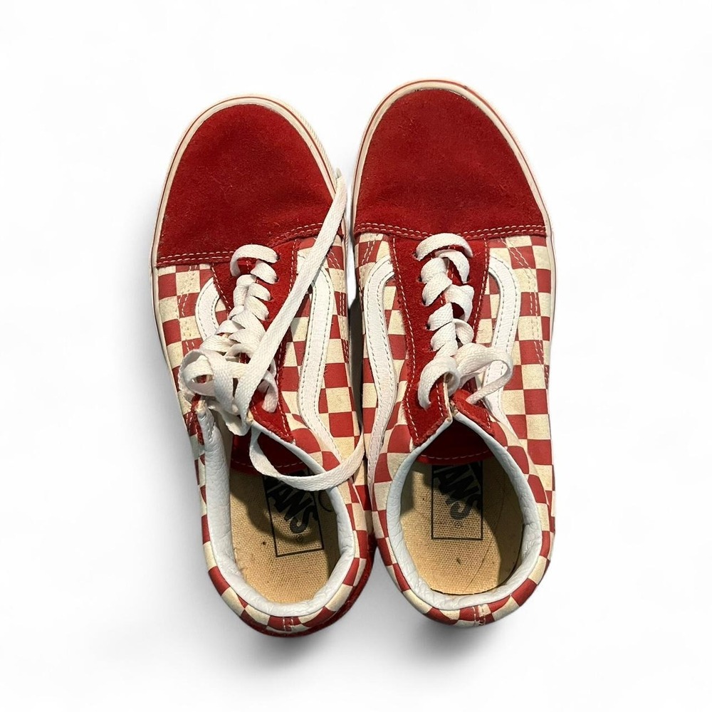Vans Old Skool Red Checkerboard Sneakers Women's 8.5 Men's 7
